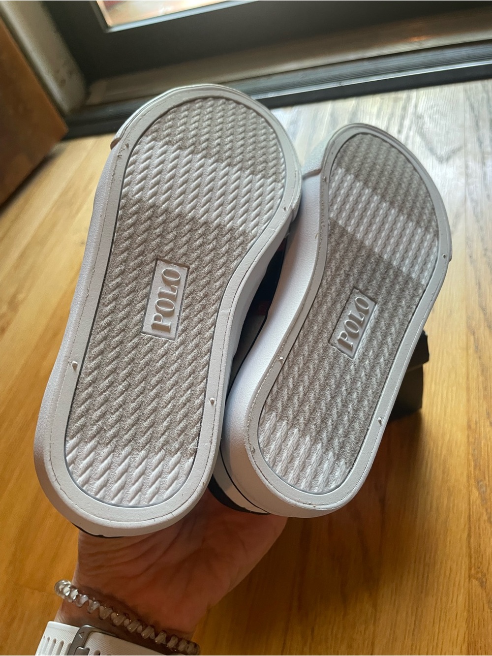 NWT Polo Ralph Lauren Kids Theron White Navy Red Slip On sneakers Kids 12 - Picture 4 of 4